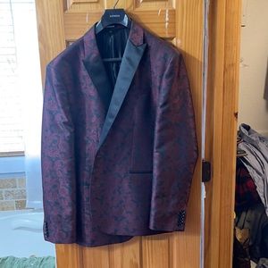 Express Slim Floral Jacquard Tuxedo Jacket